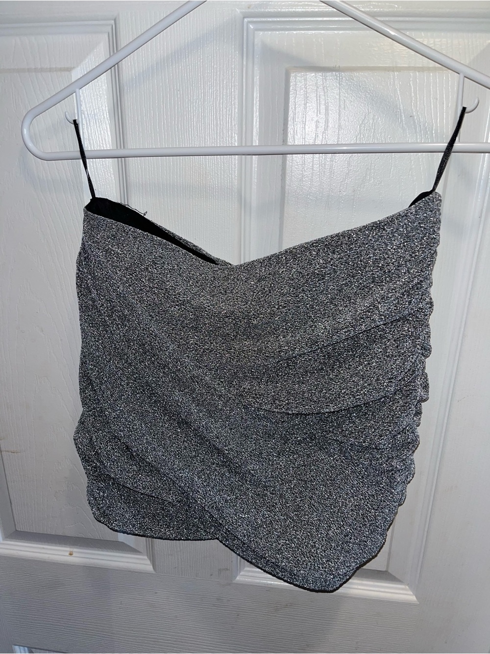 Women's Sparkle Ruched Cami Top in Silver Zara Ladies Size Medium like new